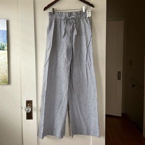 Abercrombie Women’s Medium Linen Light Blue Stripe Paperbag Waist Pants